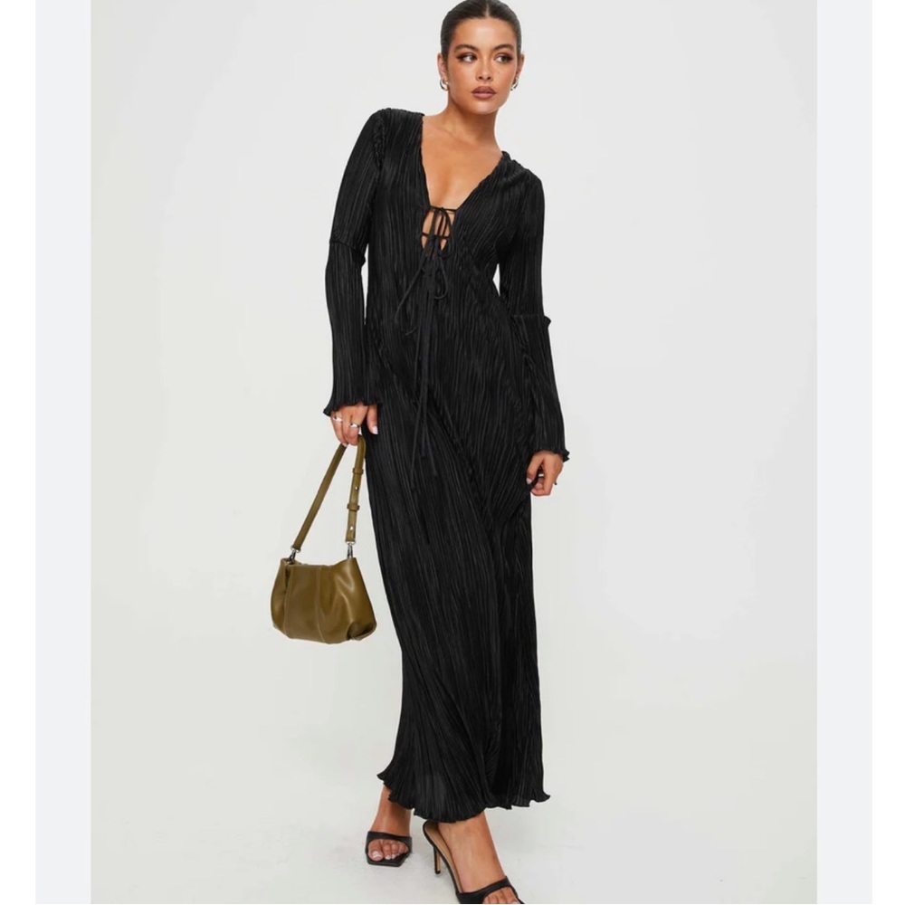 Princess Polly Russell Long Sleeve Black Maxi Dress Size 2